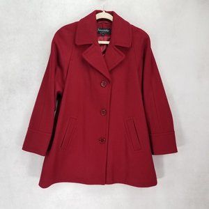 Forecaster of Boston 10 Wool Pea Coat Button Front Classic Pockets Red